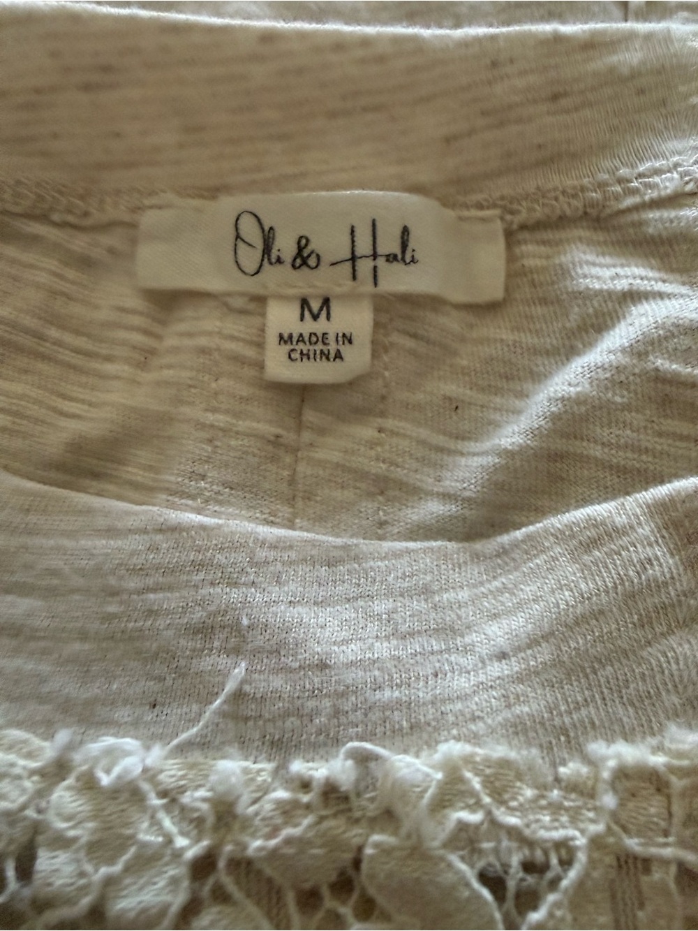 Oli & Hali Cream Patchwork Flower Graphic Lace-Trim Top - Picture 4 of 5
